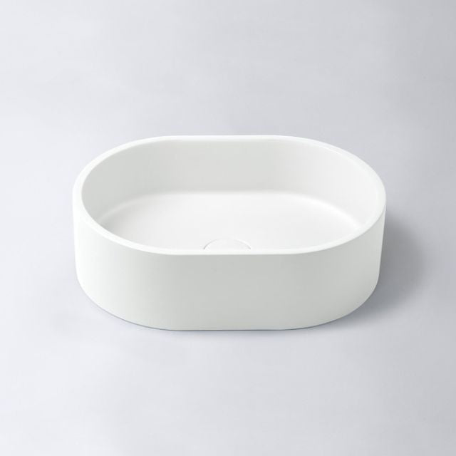 Eight Quarters 400mm x 280mm Concrete Mini Pod Above Counter Basin - White