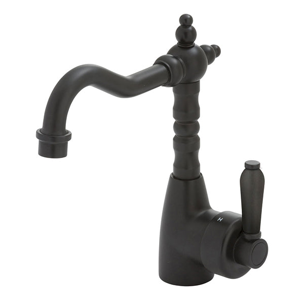 Fienza Eleanor Shepherds Crook Basin Mixer - Matte Black/Matte Black - The Blue Space