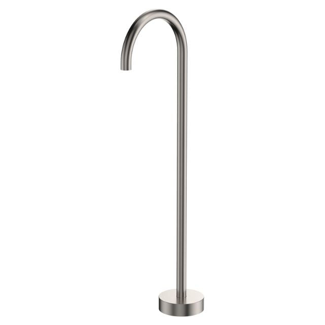 Fienza Kaya Gooseneck Floor Mounted Bath Outlet Brushed Nickel SP8016BN - The Blue Space