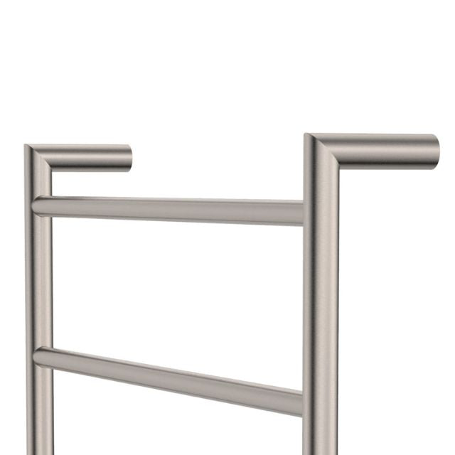 Fienza Kaya Round Heated Towel Rail 600X1200X100mm 9 Bars Brushed Nickel