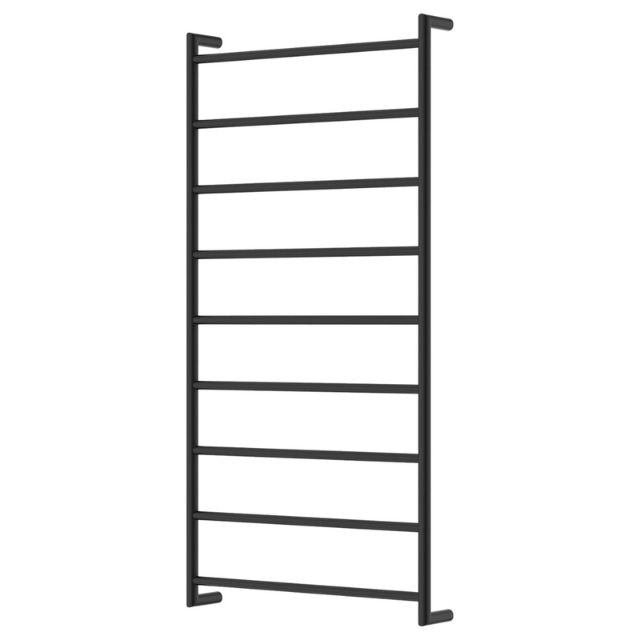 Fienza Kaya Round Heated Towel Rail 600X1200X100mm 9 Bars Matte Black