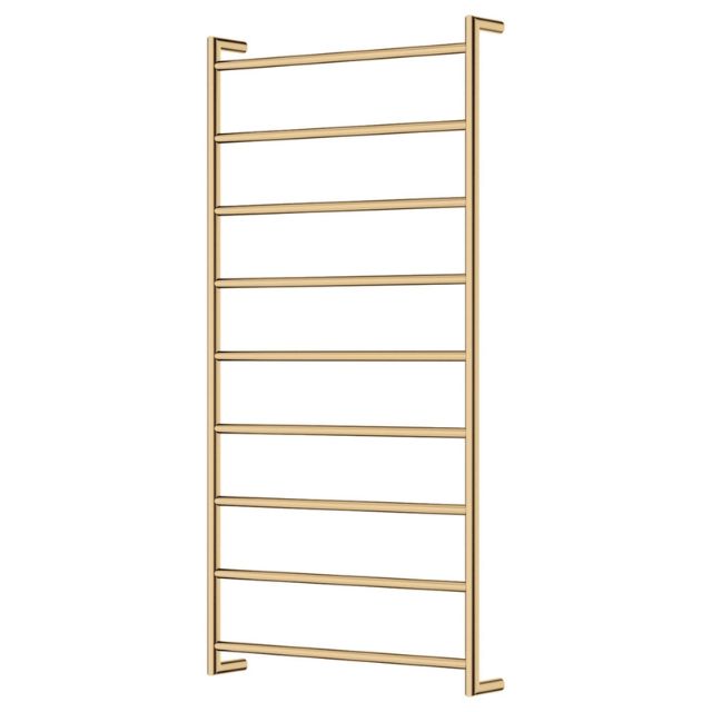 Fienza Kaya Round Heated Towel Rail 600X1200X100mm 9 Bars Urban Brass 82860120UB - The Blue Space