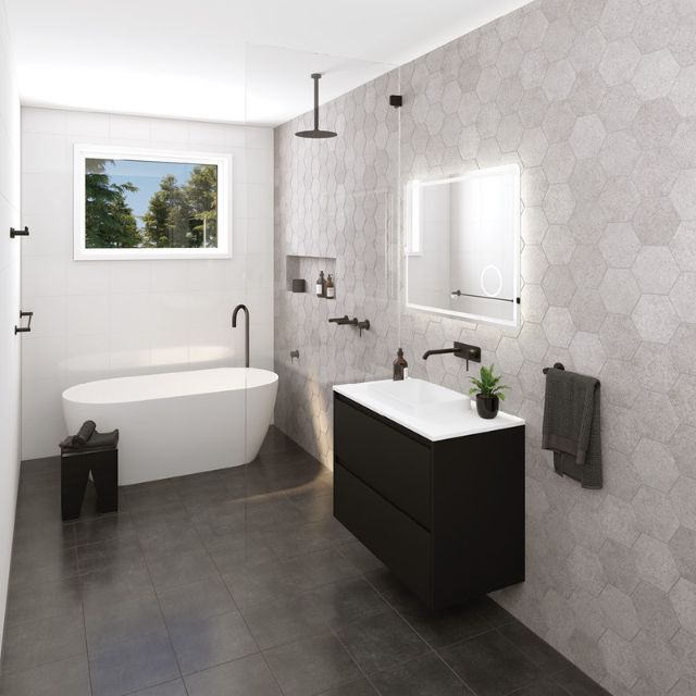 Lifestyle Fienza Kaya Round Shower Head 250mm Matte Black 411125B - The Blue Space