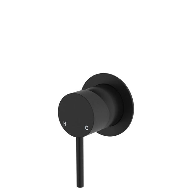 Fienza Kaya Wall Mixer Small Round Plate Matte Black 228101B - The Blue Space