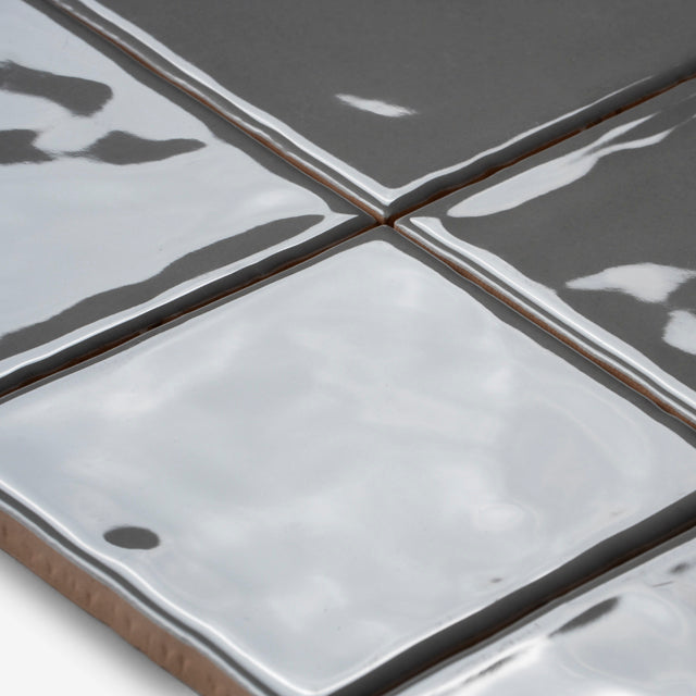 Grey Luca Hand Made Gloss Tile 100x100x8mm - The Blue Space