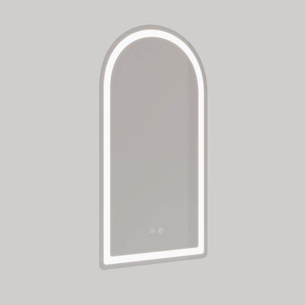 INCAM5090 | Ingrain 500mm by 900mm Arch Shaped Frontlit Mirror with Touch Sensor and Demister Pad Frameless | Product Image