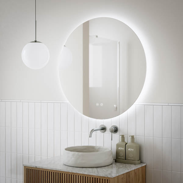 INCRM80 | Ingrain 800mm Round Backlit Mirror with Touch Sensor and Demister Pad - Frameless