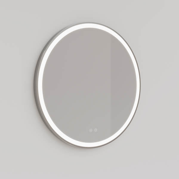 INLRM80-BN | Ingrain 800mm Round Frontlit Mirror with Touch Sensor and Demister Pad - Brushed Nickel Aluminium frame | Product Image