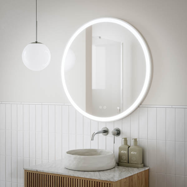 Ingrain Round Brushed Nickel Framed Frontlit LED Mirror