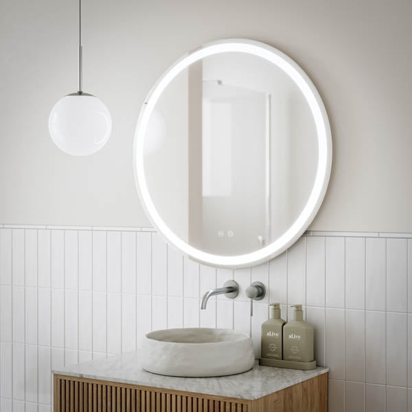 INIRM80 | Ingrain 800mm Round Frontlit Mirror with Touch Sensor and Demister Pad - Frameless