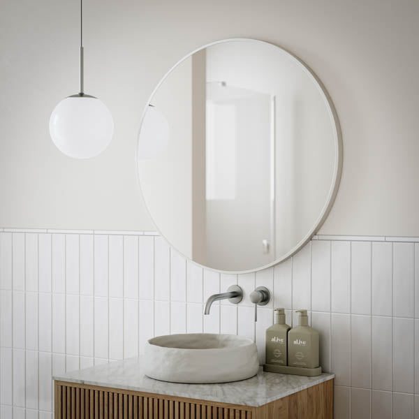 Ingrain Round Brushed Nickel Framed Mirror 800mm