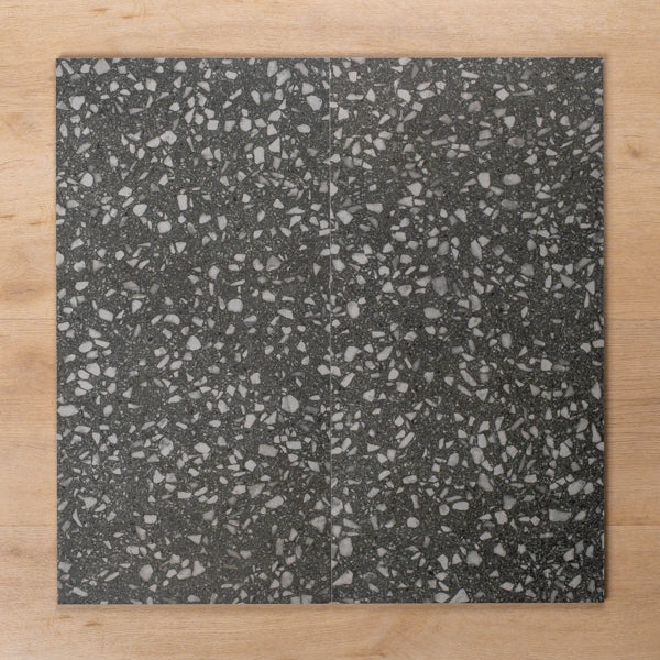 Island Terrazzo Charcoal Matt P4 Porcelain Tile 300x600mm Double - The Blue Space