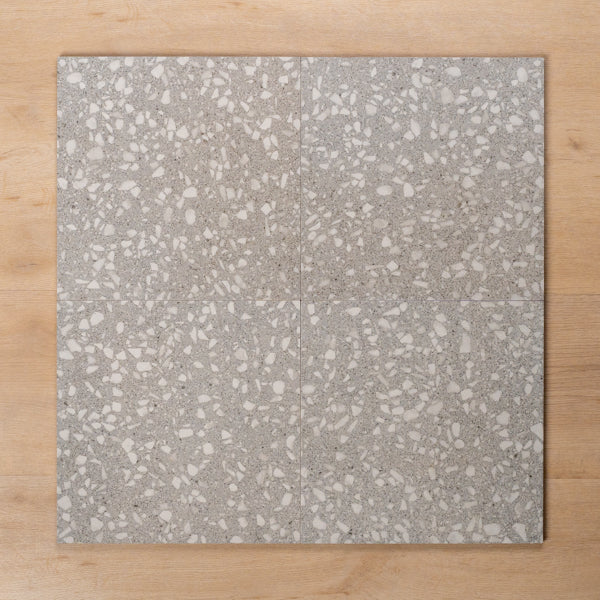 Island Terrazzo Grey Matt Porcelain Tile 300x300mm Straight Pattern - The Blue Space