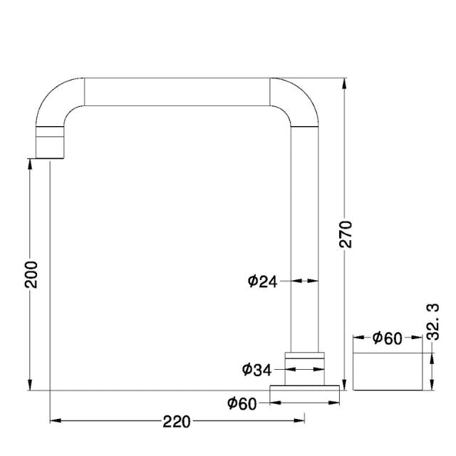 Technical Drawing Nero Kara Progressive Tall Basin Set Gun Metal NR271901AGM - The Blue Space