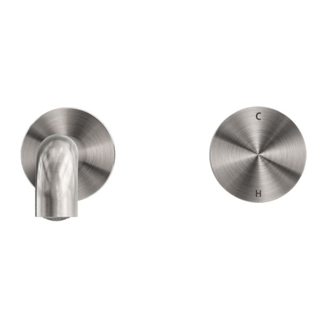 Front Nero Kara Progressive Wall Basin/Bath Set 185mm Brushed Nickel NR271907A185BN - The Blue Space