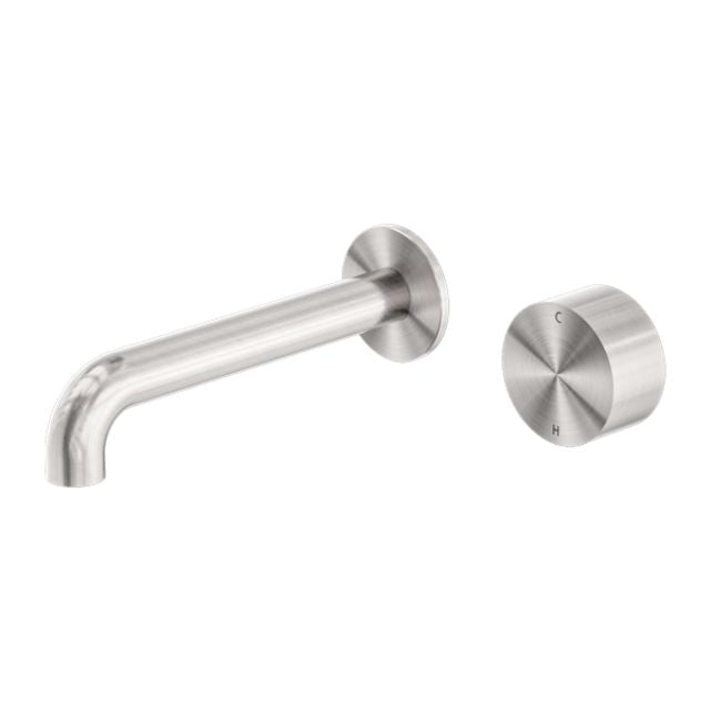 Nero Kara Progressive Wall Basin/Bath Set 185mm Brushed Nickel