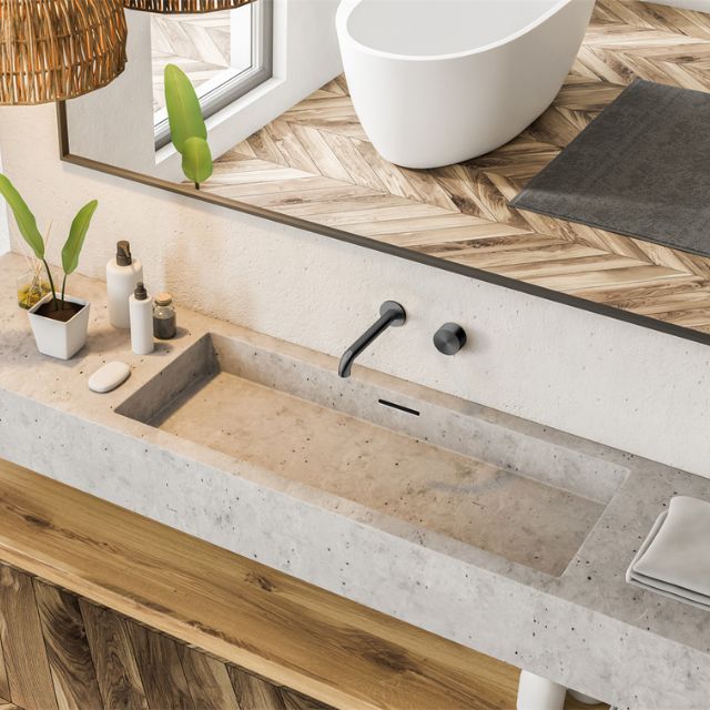 Lifestyle Nero Kara Progressive Wall Basin/Bath Set 185mm Gun Metal NR271907A185GM - The Blue Space