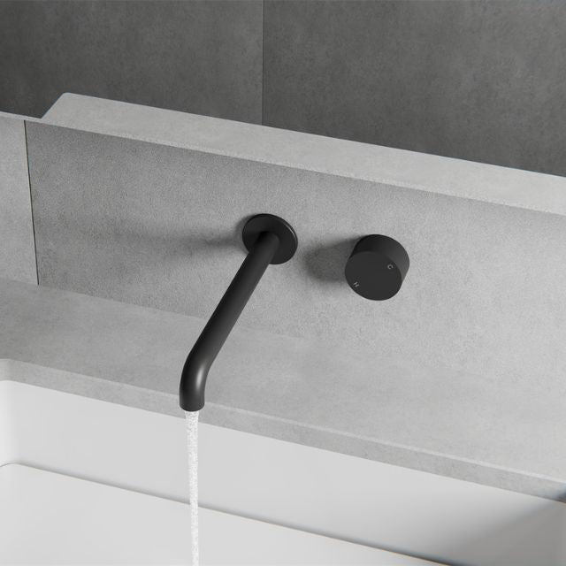 Nero Kara Progressive Wall Basin/Bath Set 185mm Matte Black