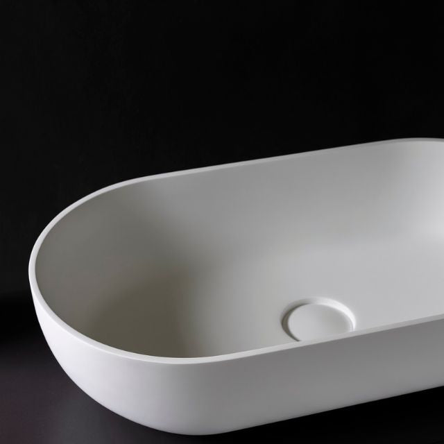 Kaskade Lucia Oval Above Counter Stone Basin 600mm