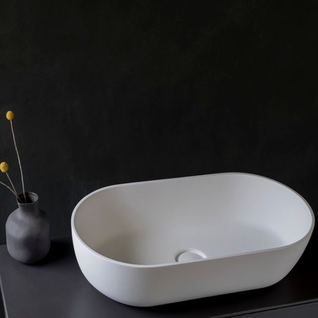 Kaskade Lucia Oval Above Counter Stone Basin 600mm