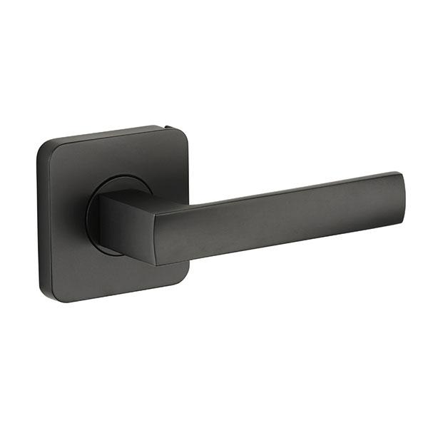 Lane Oxford Dummy Lever Door Handle Set On Square Rosette Matte Black - The Blue Space