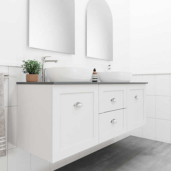 Marquis Provincial Wall Hung Vanity Side View - The Blue Space