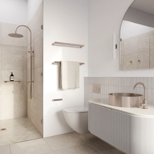 Lifestyle Meir Curvaé Shower Shelf Champagne MRSS-2040N-CH - The Blue Space