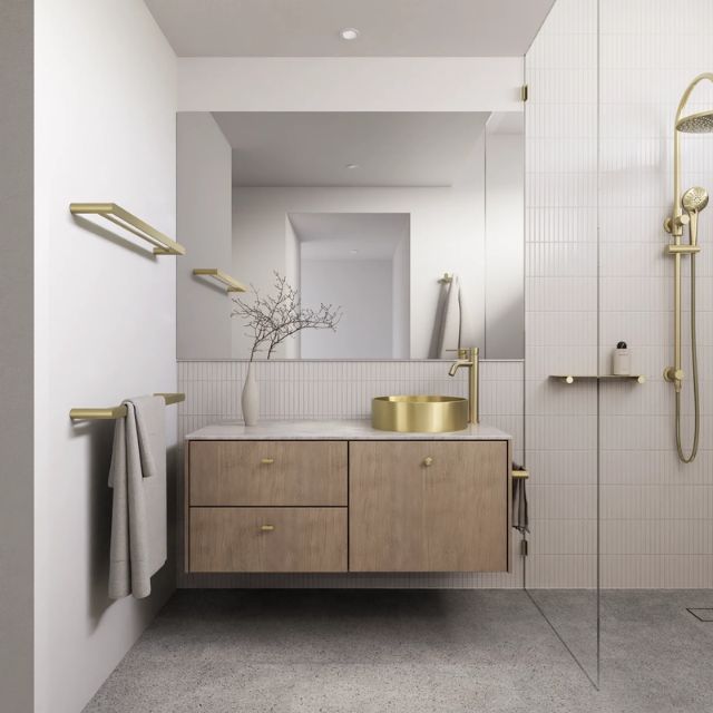 Lifestyle Meir Curvaé Shower Shelf Tiger Bronze MRSS-2040N-PVDBB - The Blue Space