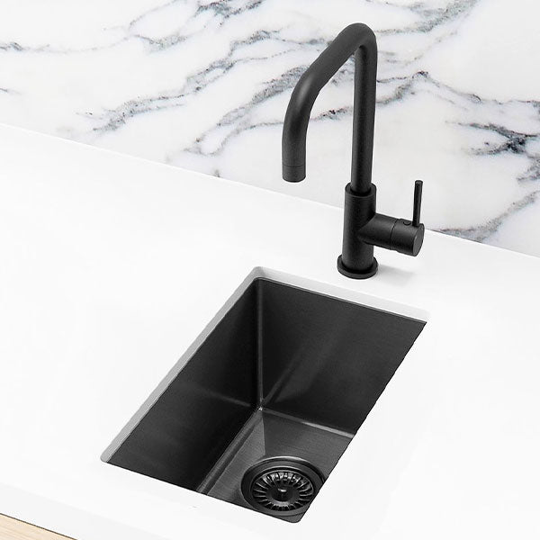 Meir Kitchen Mini Sink Single Bowl 272 x 382 Gunmetal Black - The Blue Space