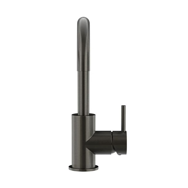 Front Meir Round Gooseneck Basin Mixer with Cold Start Shadow MB17-PVDGM - The Blue Space