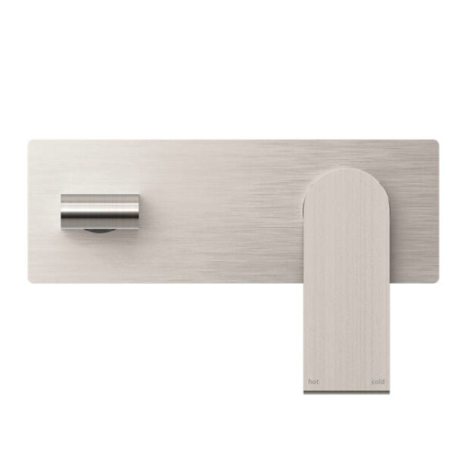 Nero Bianca Wall Basin/Bath Mixer 230mm Brushed Nickel