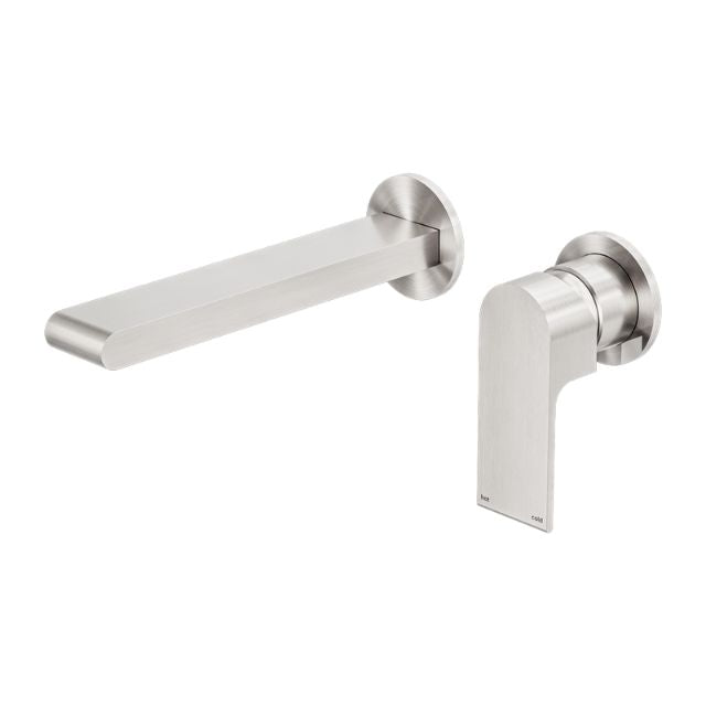 Nero Bianca Wall Basin/Bath Mixer Separate Back Plate 187mm Brushed Nickel NR321510EBN - The Blue Space
