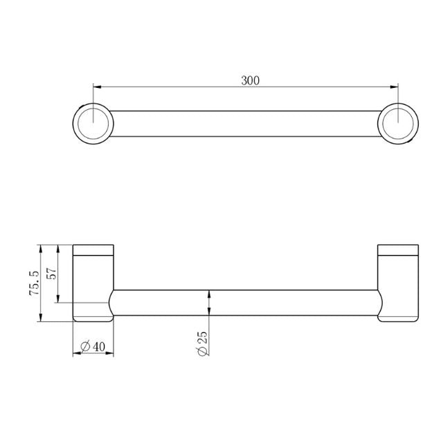 Nero Mecca Care 25mm Grab Rail 300mm Brushed Gold