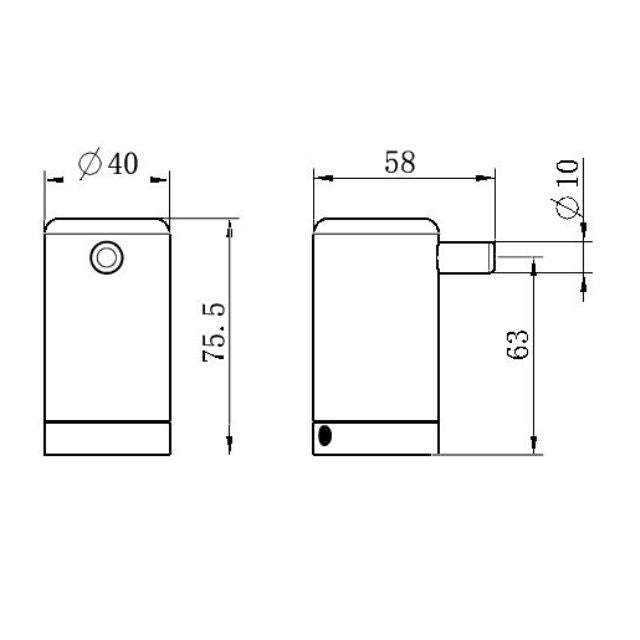 Technical Drawing Nero Mecca Care 25mm Wall Hook Matte Black NRCR2582MB - The Blue Space