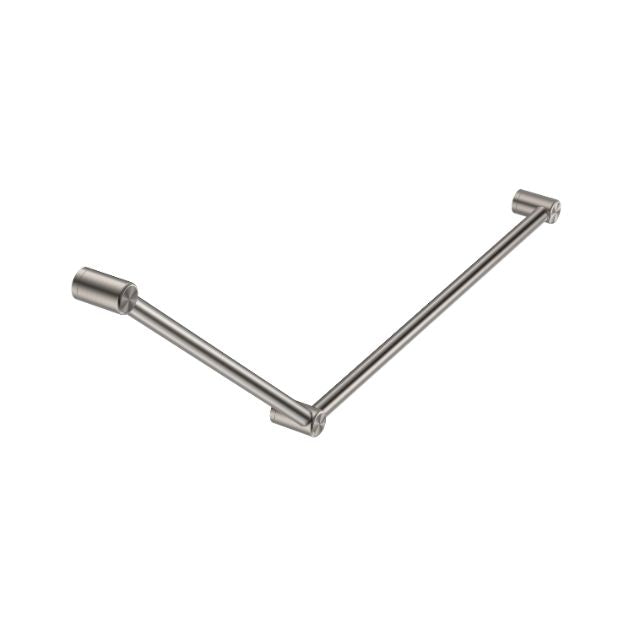 Nero Mecca Care 32mm DDA Grab Rail Set 45 Degree 750x900mm Brushed Nickel