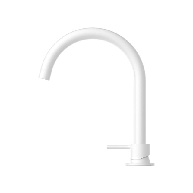 Buy Nero Mecca Hob Basin Mixer with Round Swivel Spout in Matte White NR221901bMW - The Blue Space