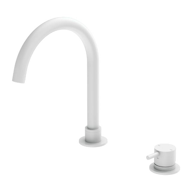 Nero Mecca Hob Basin Mixer with Round Swivel Spout in Matte White NR221901bMW - The Blue Space