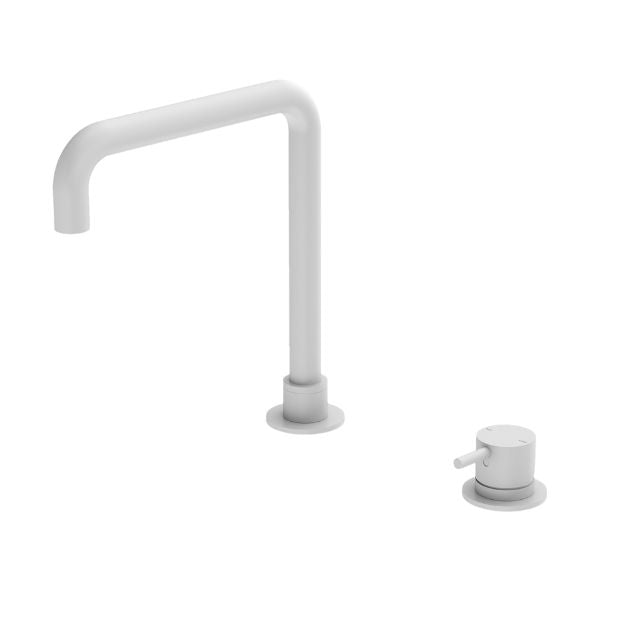Nero Mecca Hob Basin Mixer with Square Swivel Spout in Matte White NR221901cMW - The Blue Space