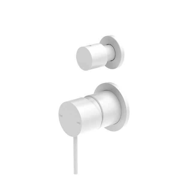 Nero Mecca Shower Mixer With Diverter Separate Back Plate Matte White NR221911sMW - The Blue Space