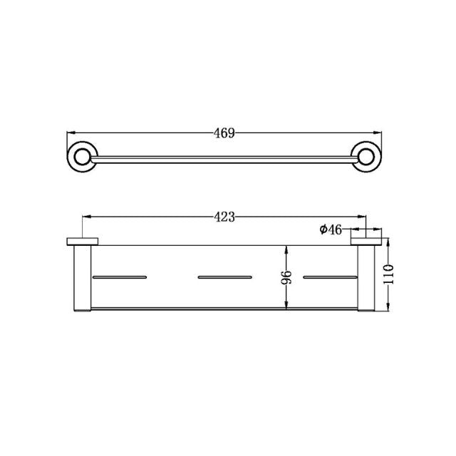 Technical Drawing Nero Mecca Shower Shelf Brushed Bronze NR1987aBZ - The Blue Space