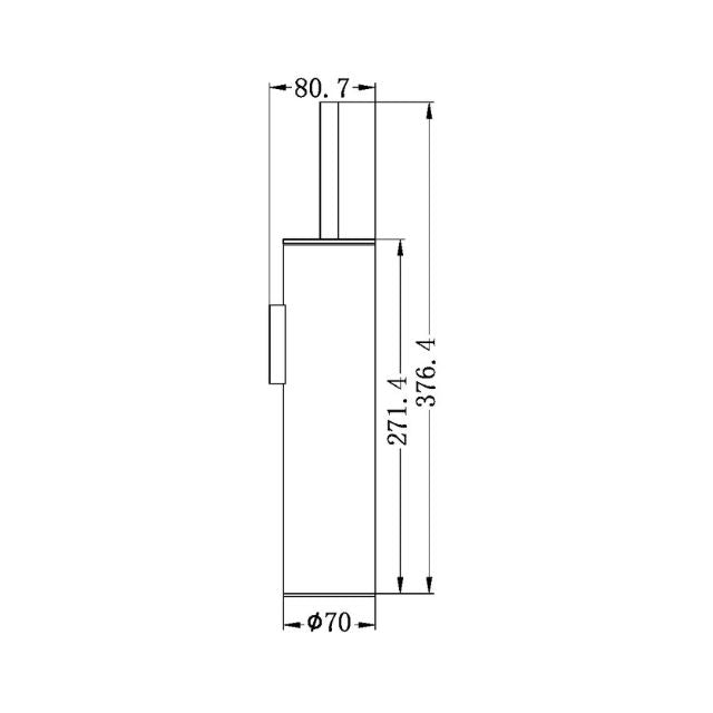 Technical Drawing Nero Mecca Toilet Brush Holder in Brushed Nickel NR1988BN - The Blue Space