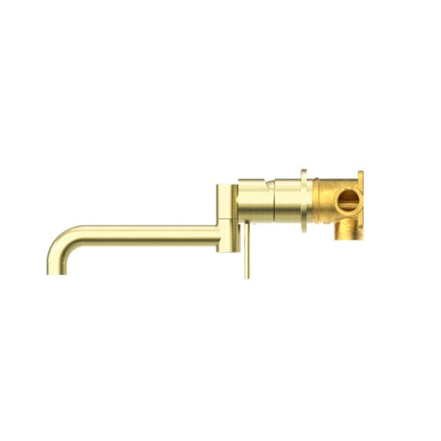 Buy Nero Mecca Wall Basin/Bath Mixer Set with Swivel Spout Length 225mm in Brushed Gold NR221910RBG - The Blue Space