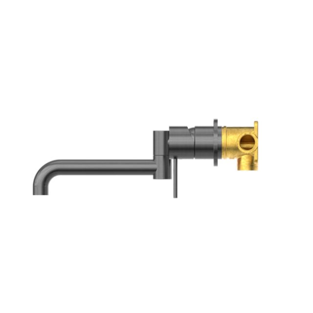 Nero Mecca Wall Basin/Bath Mixer Swivel Spout 225mm Gun Metal
