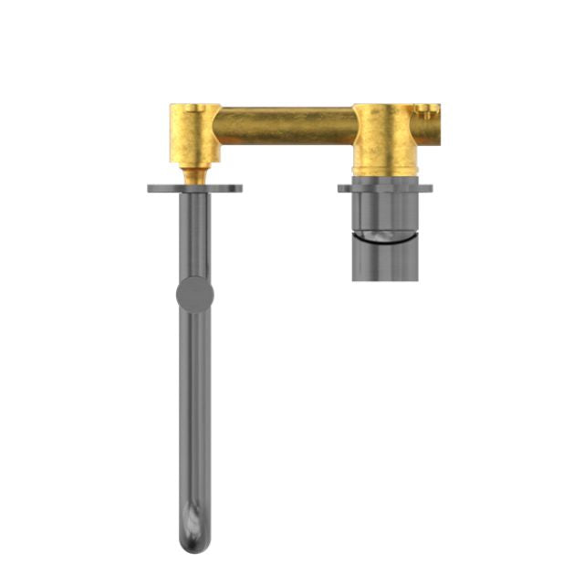 Nero Mecca Wall Basin/Bath Mixer Swivel Spout 225mm Gun Metal