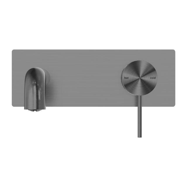 Front View Nero Mecca Wall Basin Mixer 120mm Spout Gun Metal - NR221910a120GM - The Blue Space