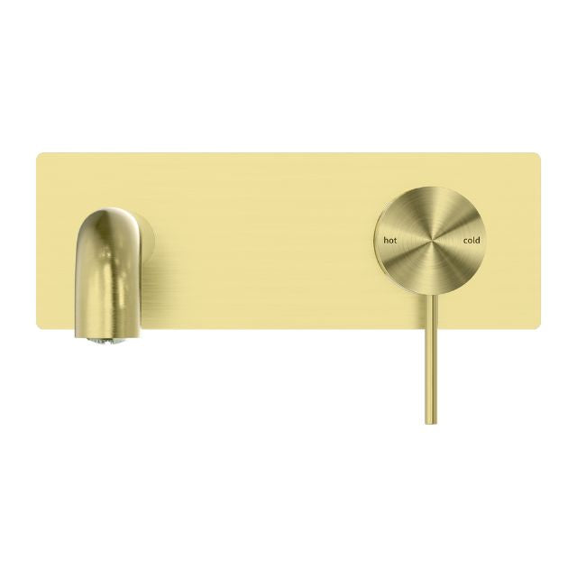 Front Nero Mecca Wall Basin Mixer 260mm Spout Brushed Gold - NR221910a260BG - The Blue Space