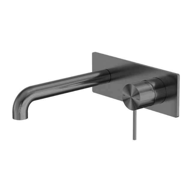 Nero Mecca Wall Basin Mixer 260mm Spout Gun Metal - NR221910a260GM - The Blue Space