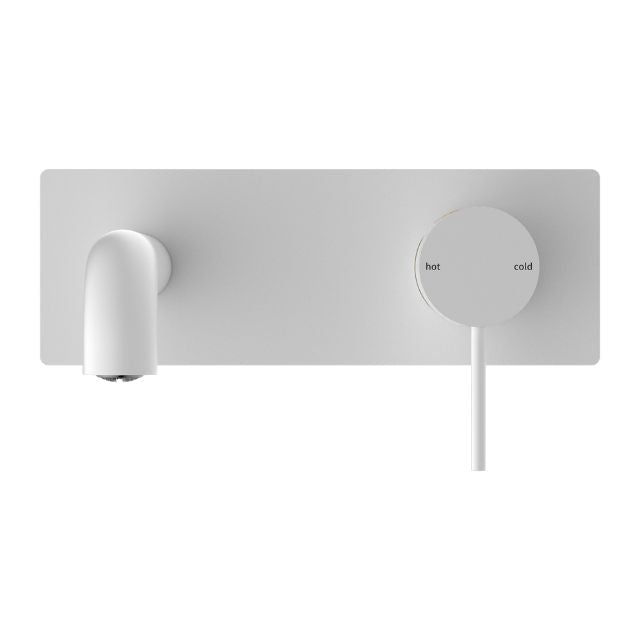 Front Nero Mecca Wall Basin Mixer 260mm Spout Matte White - NR221910a260MW - The Blue Space