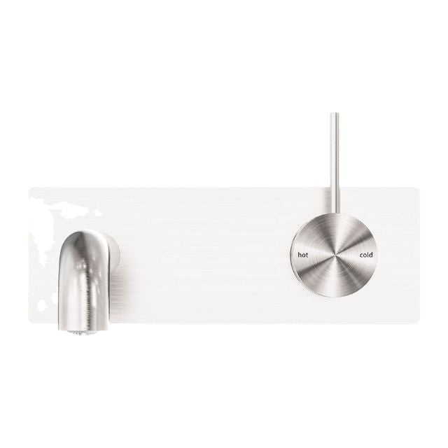 Nero Mecca Wall Basin/Bath Mixer Handle Up 120mm Brushed Nickel