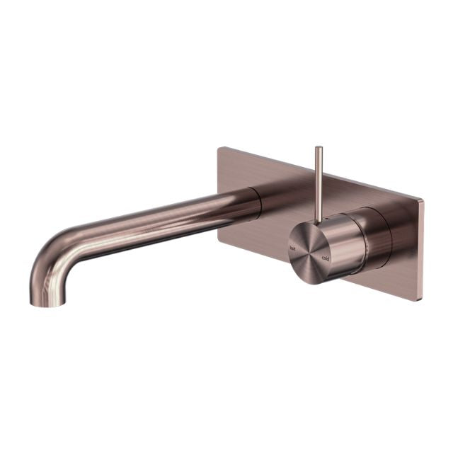 Nero Mecca Wall Basin/Bath Mixer Handle Up 260mm Brushed Bronze